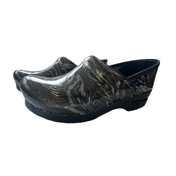 Dansko Marbled Leather Comfort Clogs Size EU 39 Professional Nursing Black - Picture 2 of 9